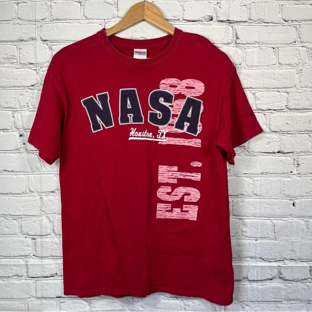 Vintage NASA Houston Texas Johnson Space Center T- Shirt Mens Size Medium Red